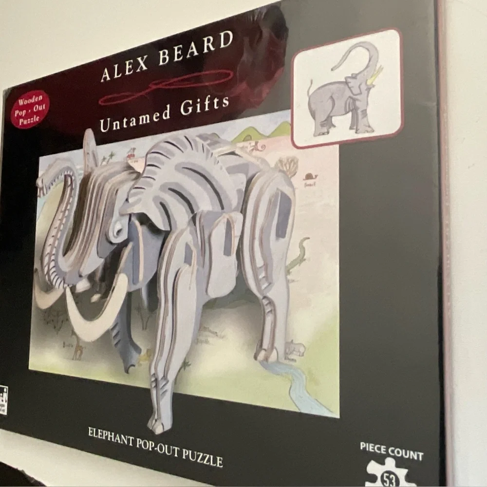 Alex Beard Untamed Gifts ELEPHANT Pop-Out Puzzle 3-D Wooden Puzzle 2010 New - Picture 3 of 5